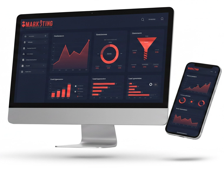 Dashboard de estrategia y análisis de datos en redes sociales mostrando métricas de rendimiento, generación de leads y crecimiento digital.